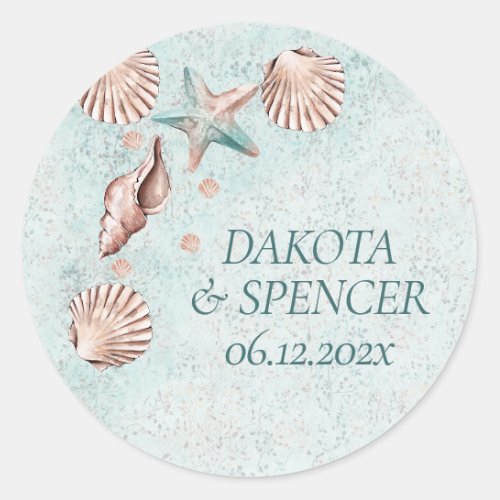 Coastal Chic  Teal Green and Coral Reef Party Classic Round Sticker