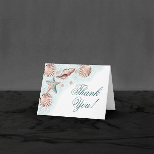 Coastal Chic Teal Green and Coral Reef Party Thank You Card