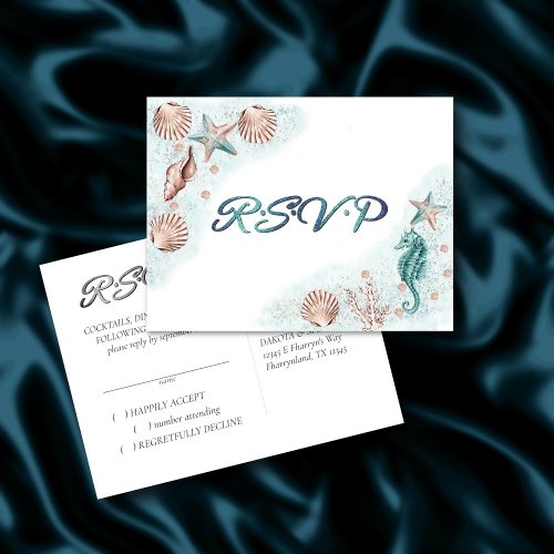 Coastal Chic  Teal Green and Coral Reef Response Postcard