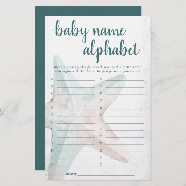 Coastal Chic | Teal Starfish Alphabet Name Game (Front/Back)