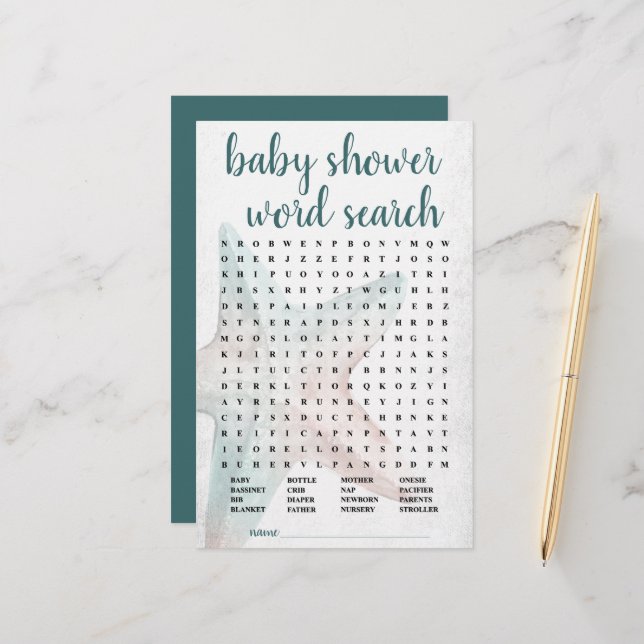 Coastal Chic | Teal Starfish Word Search Game Card (Front/Back In Situ)