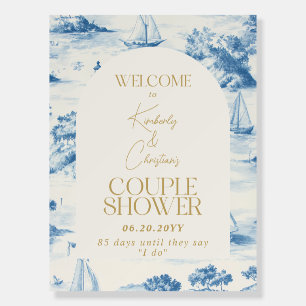 Coastal Chic Toile De Jouy Welcome Sign