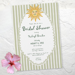 Coastal Chic Whimsical Sun Palm Bridal Shower Invitation