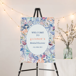 Coastal Chinoiserie Seashell Bridal Shower Welcome Foam Board