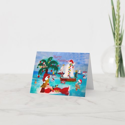 Coastal Chrismtas harbor Holiday boat parade cards