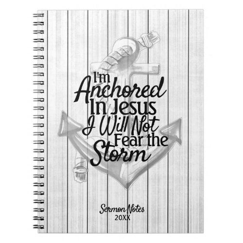 Coastal Christan Quote Anchored In Jesus Customize Notebook