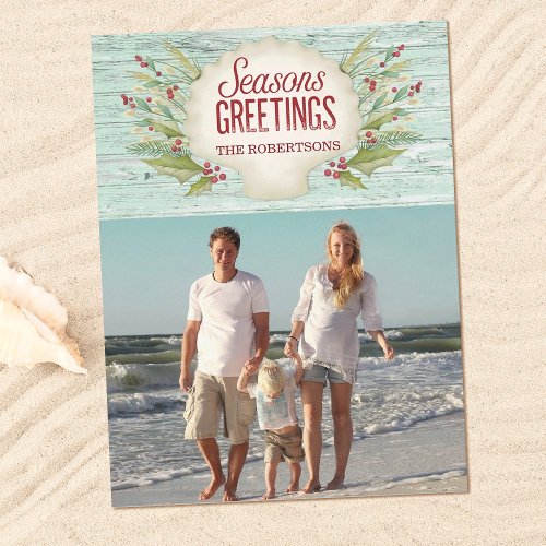 Coastal Christmas Beach Holiday Photo Postcard