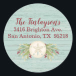 Coastal Christmas Beach Return Address Label<br><div class="desc">A coastal Christmas beach themed address label.  Address label is decorated with a pretty sand dollar and Christmas foliage. Personalize it with your name and address.</div>