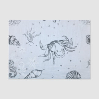 Coastal Christmas Beach Sea Creatures Blue Tissue Paper
