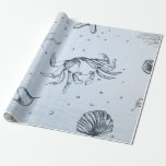 Coastal Christmas Beach Sea Creatures Blue Wrapping Paper<br><div class="desc">This tissue paper boasts a coastal-inspired design, perfect for those who adore the beach and ocean. Decorated with seashells, jellyfish, starfish, and crabs against a calming light blue backdrop, it adds a touch of coastal charm to your gift wrapping or crafting. For a personal touch, consider customizing it with a...</div>