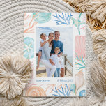 Coastal Christmas Beach Watercolor Seashell Photo Holiday Card<br><div class="desc">Who needs snowflakes when you have seashells! Capture a cool nautical casual and coastal vibe this holiday sea-son with our coastal seaside-inspired holiday Christmas collection. We've hand-painted beautiful watercolor ocean seashells photo frame in splashes of coastal blue, rosy pink, sandy white, teals, and peach shades to create a calm coastal...</div>