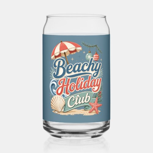 Coastal Christmas Beachy Holiday Club Can Glass