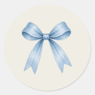 Coastal Christmas Blue Bow Holiday  Classic Round Sticker