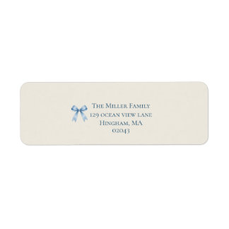 Coastal Christmas Blue Bow Holiday  Label