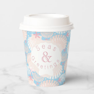 Coastal Christmas Blue Paper Cups