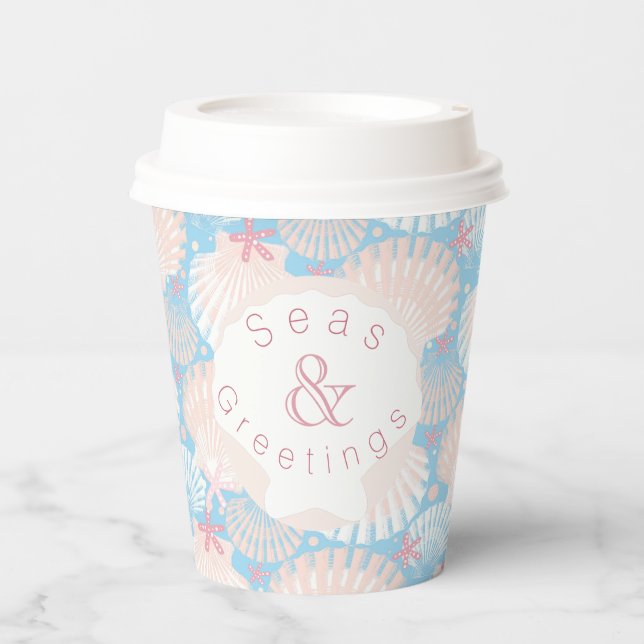Coastal Christmas Blue  Paper Cups (Front)