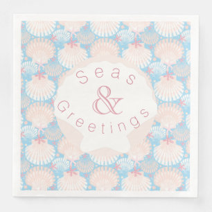 Coastal Christmas Blue Paper Plate Dinner Napkins