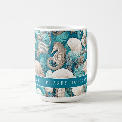 Coastal Christmas Bold Seahorse Pattern4 ID1009 Coffee Mug