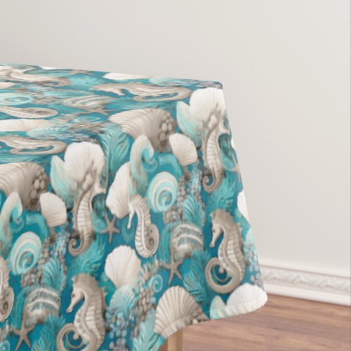 Coastal Christmas Bold Seahorse Pattern4 ID1009 Tablecloth