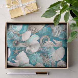 Coastal Christmas Bold Seahorse Pattern#4 ID1009 Tissue Paper