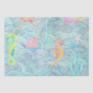 Coastal Christmas Cute Underwater Sea Creatures Tissue Paper