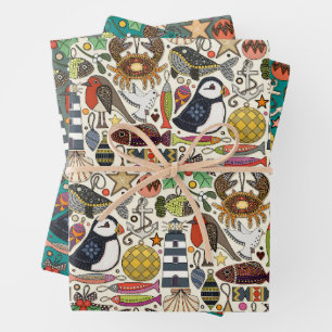coastal christmas decorations wrapping paper sheets