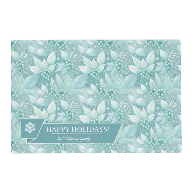 Coastal Christmas Foliage Berries Pattern#7 ID1009 Placemat (Front)