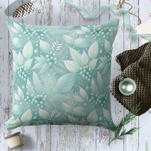 Coastal Christmas Foliage Berries Pattern7 ID1009 Throw Pillow