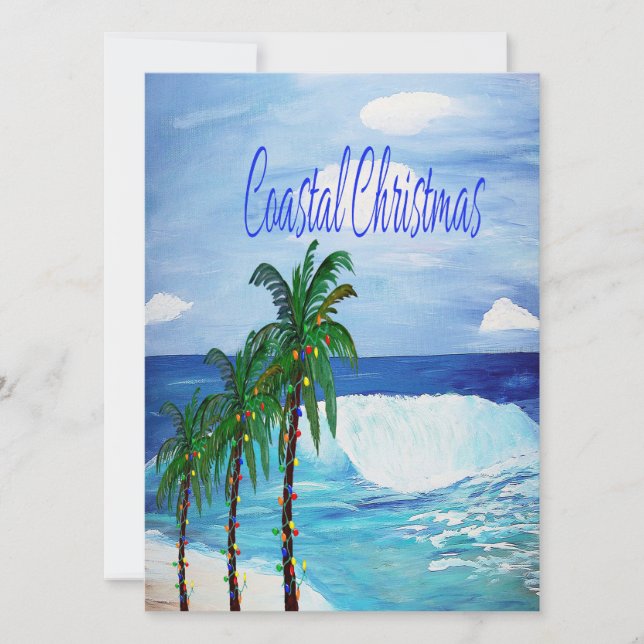 Coastal Christmas greeting Holiday cards. Card (Front)
