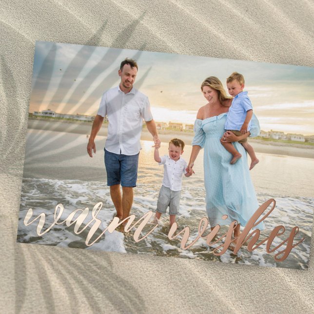 Coastal Christmas Holiday Photo Gold Card (Creator Uploaded)