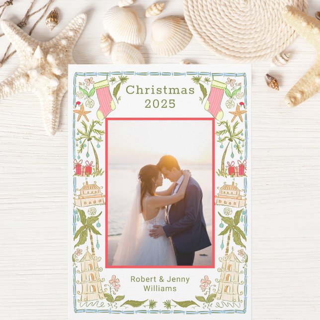 Coastal Christmas Holiday with Beachy Border Card (Creator Uploaded)