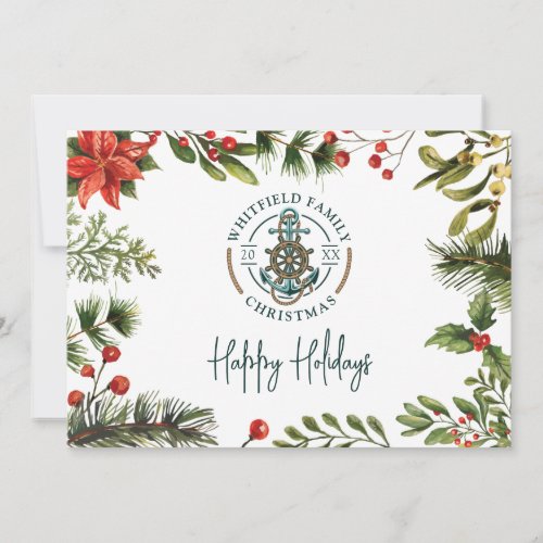 Coastal Christmas Holidays Family Greetings Holiday Card