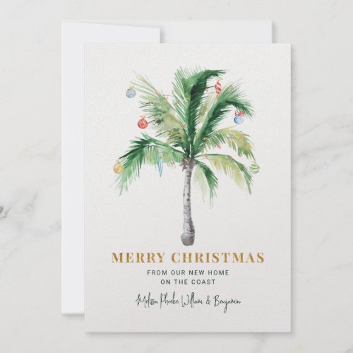 Coastal Christmas Home Palm Tree Moving Holiday Card