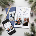 Coastal Christmas Joy Seashell Holiday 3 Photos Card<br><div class="desc">This Coastal, Nautical Christmas Joy Seashell Holiday Photo features a rustic seashell as the "o" in Joy on a background of coastal white wood, with seaside blue text. Easy to add three of your favorite photos and details for a fun Christmas card! Please contact us at cedarandstring@gmail.com if you need...</div>