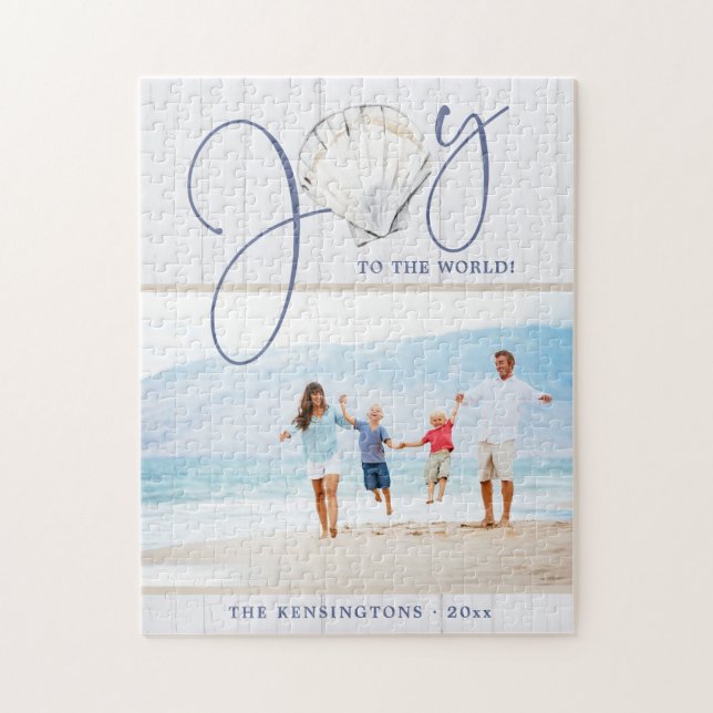 Coastal Christmas Joy Seashell Holiday Photo Jigsaw Puzzle (Vertical)