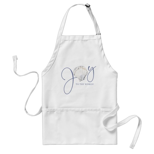 Coastal Christmas Joy Seashell Nautical Adult Apron (Front)