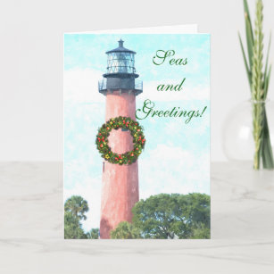 Coastal Christmas Jupiter Inlet Lighthouse Card
