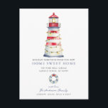 Coastal Christmas Moving Announcement Postcard<br><div class="desc">This charming postcard features a beautifully illustrated lighthouse adorned with twinkling lights and a festive wreath, capturing the essence of coastal holiday spirit. The vibrant colors and intricate details evoke a sense of warmth and nostalgia, making it a perfect keepsake or gift for those who cherish maritime themes. Ideal for...</div>
