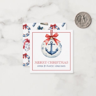 Coastal Christmas Nautical Anchor Ornament Note Card