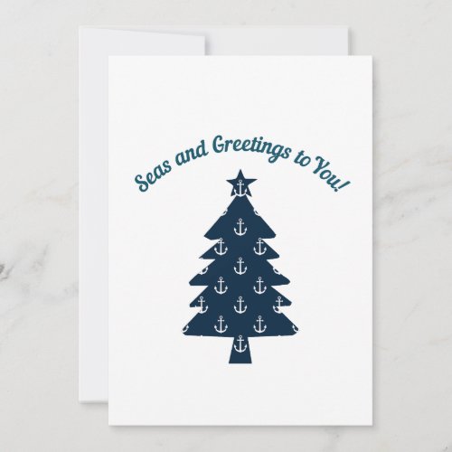 Coastal Christmas Nautical Beach Anchor Holiday Card