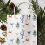Coastal Christmas Nautical Lobster & Crab Holiday Medium Gift Bag<br><div class="desc">Wrap your presents in seaside style with this charming coastal Christmas gift bag. Adorned with hand-painted lobsters, crabs, starfish, seashells, festive bows, and mini Christmas trees, it blends nautical holiday spirit with romantic coquette and cozy grandmacore charm. Perfect for beach house gatherings, coastal cottage celebrations, or anyone who loves the...</div>