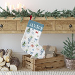 Coastal Christmas Nautical Personalized Small Christmas Stocking<br><div class="desc">A seaside classic with a romantic twist. This personalized coastal Christmas stocking features hand-painted lobsters, crabs, seashells, starfish, blue bows, and mini tree motifs in a soft shoreline palette. The satin-bow details and heirloom, cottage-inspired artwork bring a coquette grandmacore elegance to your mantel, perfect for beach houses and ocean lovers....</div>