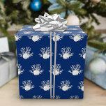 Coastal Christmas Navy Blue Starfish Sand Dollar Wrapping Paper<br><div class="desc">This beautiful coastal Christmas wrapping paper features a pattern of starfish,  sand dollars,  and silver glitter coral on a navy blue background.
*If you would like this design on more products or need design help,  please contact me through Zazzle Chat.</div>