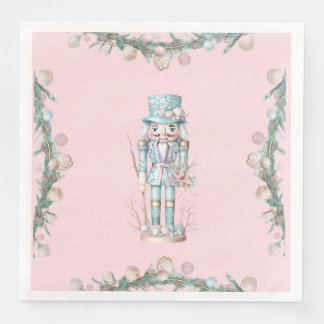 Coastal Christmas Nutcracker Seashell Paper Dinner Napkins