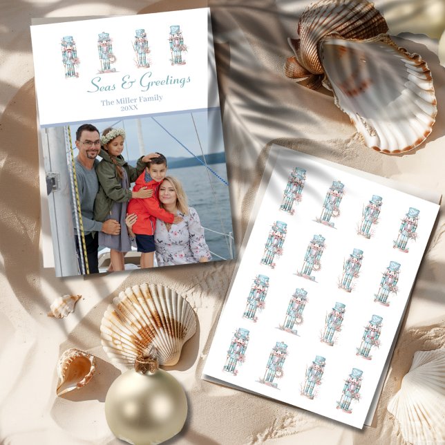 Coastal Christmas Nutcrackers 1-photo Holiday Card (Coastal Christmas Nutcrackers 1-photo Holiday Card)