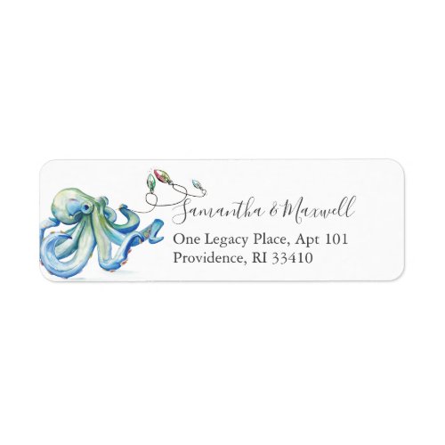 Coastal Christmas Octopus Address Labels