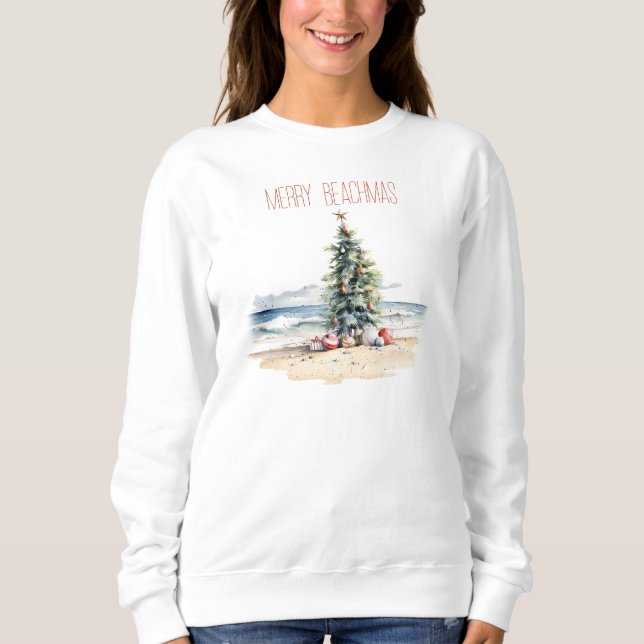 Coastal Christmas on the Beach Merry Beachmas Sweatshirt (Front)