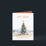 Coastal Christmas on the Beach Note Card<br><div class="desc">This coastal inspired Christmas card features a Christmas tree decorated on the beach.  Personalize the Merry Christmas on the front and the text on the inside with your own holiday greetings.</div>