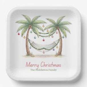 Coastal Christmas Palm Trees With Hammock Paper Plates