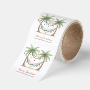 Coastal Christmas Palm Trees With Hammock Square Sticker